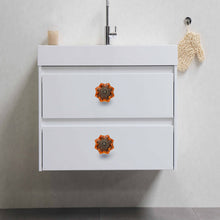 Cargar imagen en el visor de la galería, Set Of Six Amber Melon Glass Knobs ( antique)