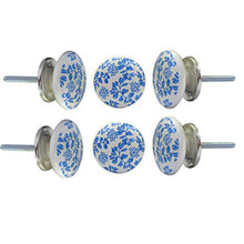 Load image into Gallery viewer, Set Of Six Blue Shabby Ceramic knobs - Perilla Home