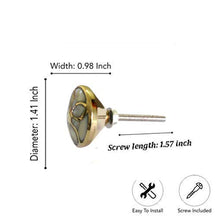Carregar imagem no visualizador da galeria, Set Of Six Four glass Brass Mother Of Pearl Knob