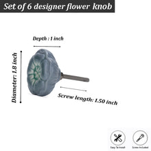 Load image into Gallery viewer, Azalea Grey Ceramic Knob ( Set Of 6 )