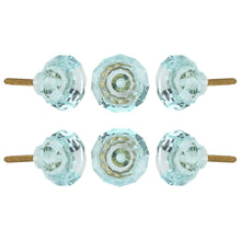 Load image into Gallery viewer, Turquoise Cut Glass Knobs Set Of 6 - Perilla Home