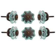 Load image into Gallery viewer, Set Of Six Light Blue Melon Glass Knobs