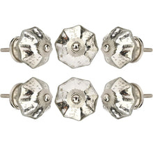 Load image into Gallery viewer, Set of six Silver Mirror Glass Knob