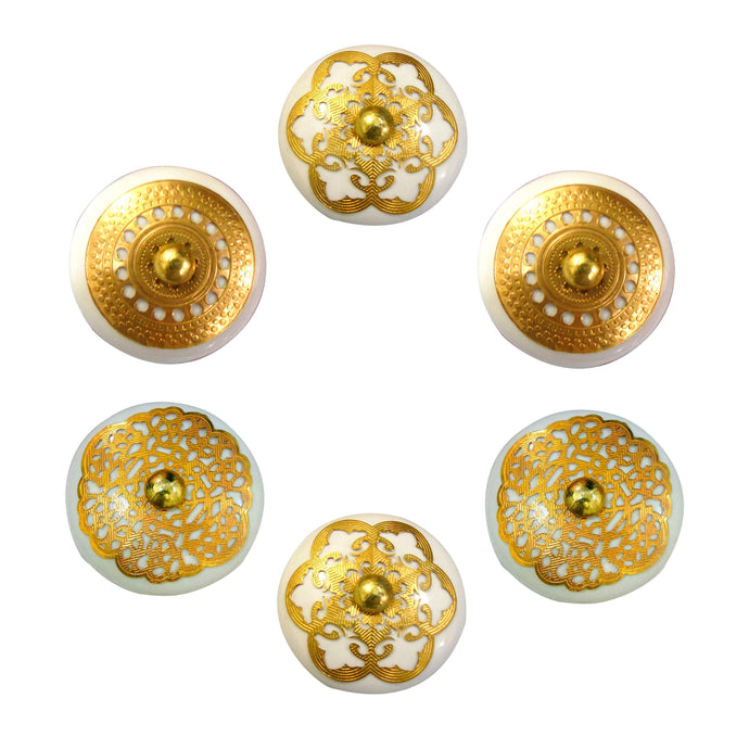 Golden Round Ceramic drawer Knob set of 6