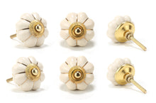 Load image into Gallery viewer, Off White Ceramic Flower Knobs - Perilla Home