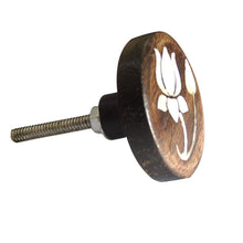 Load image into Gallery viewer, Set Of Six Lotus Flower Mother Of Pearl Wooden Knobs