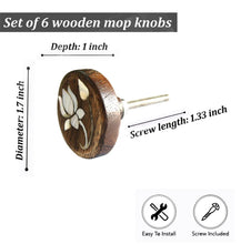 Load image into Gallery viewer, Set Of Six Lotus Flower Mother Of Pearl Wooden Knobs