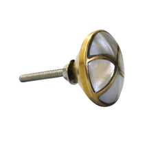 Load image into Gallery viewer, Set Of Six Marble Brass Mother Of Pearl Knobs