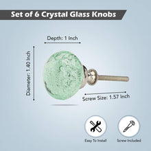 Load image into Gallery viewer, Set Of Six Light Green Bubble Glass Knobs