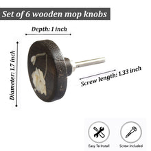 Load image into Gallery viewer, Set Of Six Lily Flower Mother Of Pearl Wooden Knobs