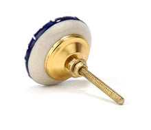 Load image into Gallery viewer, Dark Blue Printed Ceramic Knob Set Of 6 - Perilla Home