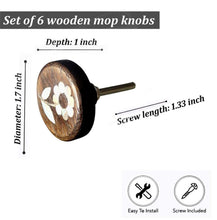 Load image into Gallery viewer, Set Of Six Daisy Flower Mother Of Pearl Wooden Knobs
