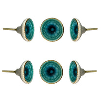 Cargar imagen en el visor de la galería, Marrakech Ceramic Knob Turquoise ( Set Of 6 ) - Perilla Home
