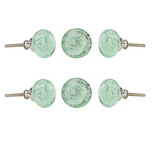 Load image into Gallery viewer, Set Of Six Light Green Bubble Glass Knobs