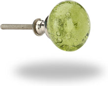 Cargar imagen en el visor de la galería, Olive green glass bubble knobs ( set of 6 )