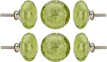 Cargar imagen en el visor de la galería, Olive green glass bubble knobs ( set of 6 )