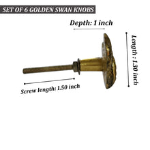 Carregar imagem no visualizador da galeria, Set of 6 Gold Swan Knob