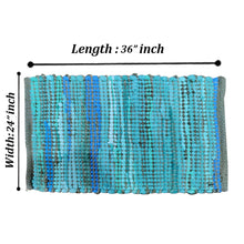 Charger l'image dans la galerie, Perilla home Handmade Turquoise chindi Rug (24 x 36 inch)