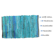 Charger l'image dans la galerie, Perilla home Handmade Turquoise chindi Rug (24 x 36 inch)