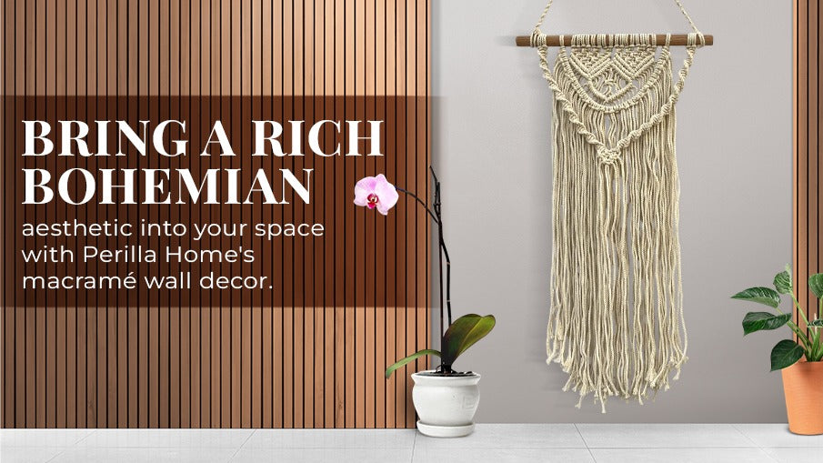 Bring a rich, bohemian aesthetic into your space with Perilla Home's macramé wall decor