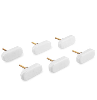 White Marble rectangle cut knob ( set of 6)