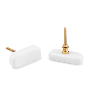 White Marble rectangle cut knob ( set of 6)