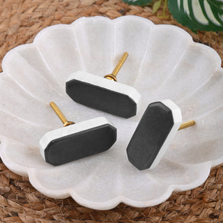 Black Marble Rectangle Cut knob ( set of 6 )