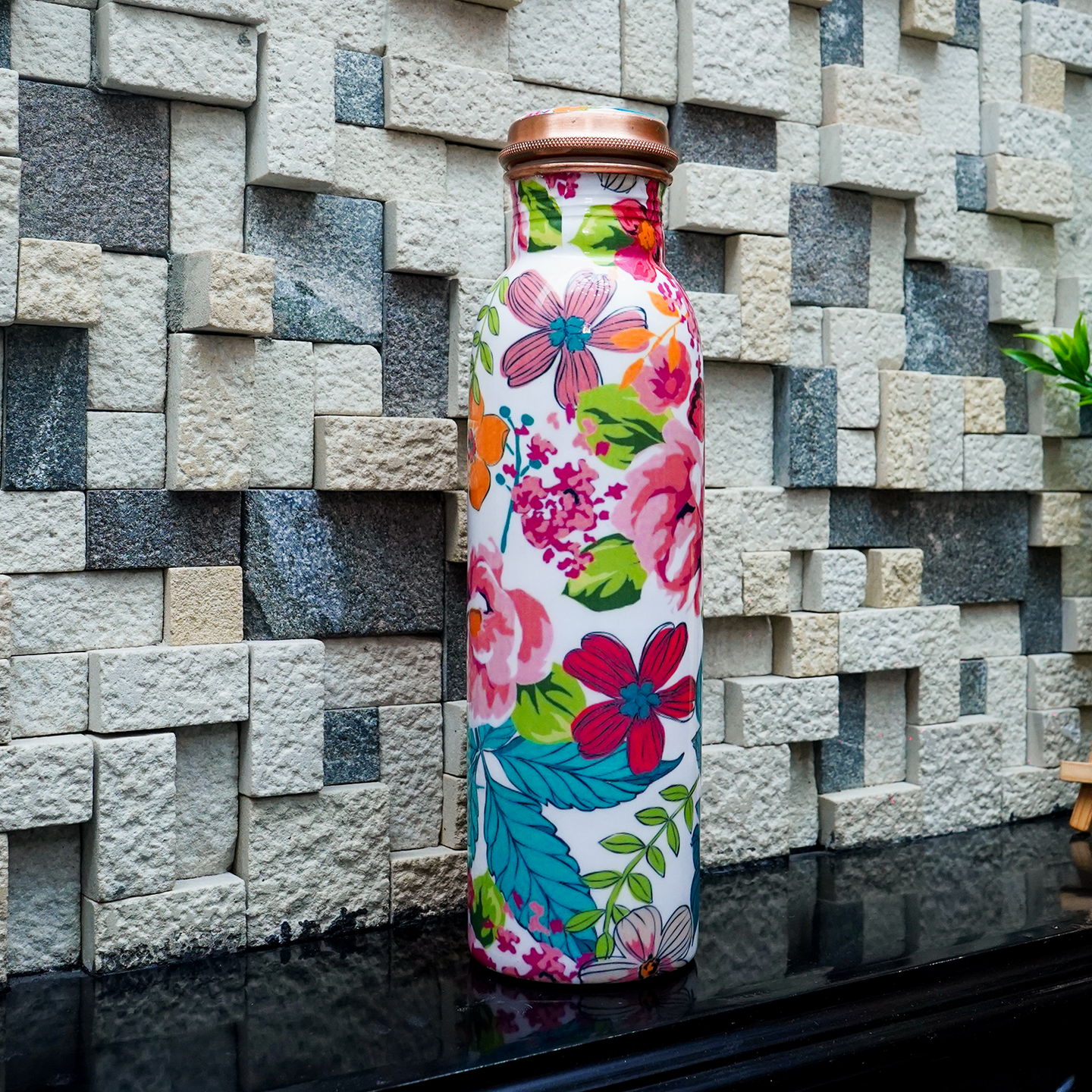 Red Flower Copper Bottle (1L)