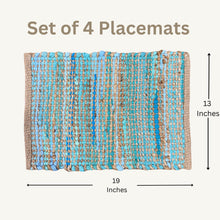 Cargar imagen en el visor de la galería, Perilla home Handmade Turquoise chindi Placemat  (Set of 4)
