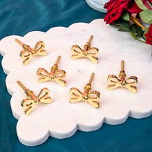Load image into Gallery viewer, Set Of Six Brass bow ribbon Knobs
