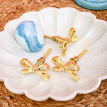Load image into Gallery viewer, Set Of Six Brass bow ribbon Knobs
