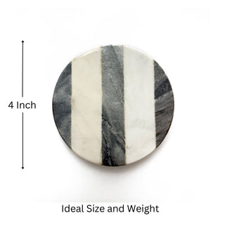 Marble coaster 3 stripe Black (Set of 6)