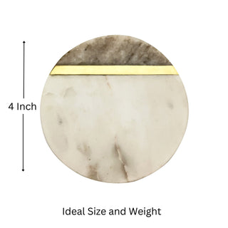 Marble coaster Beige and White (Set of 6)