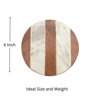 Marble coaster 3 stripe Pink (Set of 6)