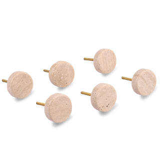 Round travertine Knobs Set of 6