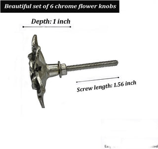 Chrome Flower Metal Knobs (Set of 6)
