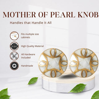 Set Of Six Brass Mother Of Pearl Knobs