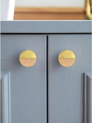 Wooden Half moon knobs  (set of 6)