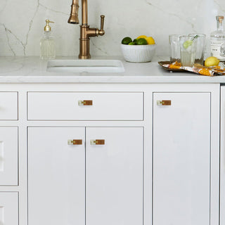 Wooden Acrylic Brass Inlay knobs Rectangle (set of 6)