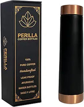 Carregar imagem no visualizador da galeria, Perilla Home Copper Water Bottle 30.4 OZ Leak Proof 100% Pure (Tower Black)
