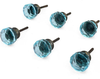 Athena Turquoise glass knobs ( set of 6 )