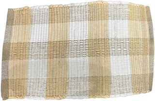 Perilla home Handmade Checked Beige chindi Placemat (Set of 4)
