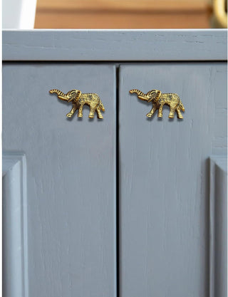 Elephant Metal Brass Knobs (Set of 6)