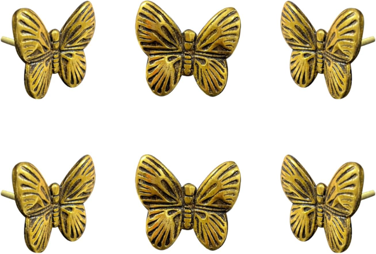 Gold butterfly knob Set of 6