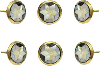Star Mother of Pearl Brass Knobs (Set of 6)
