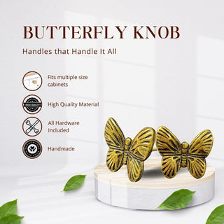 Gold butterfly knob Set of 6