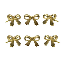 Load image into Gallery viewer, Set Of Six Brass Ribbon Tie Bow Knobs

