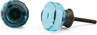 Athena Turquoise glass knobs ( set of 6 )
