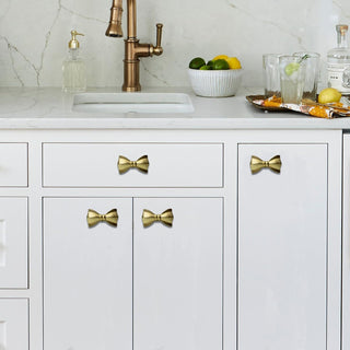 Set Of Six Brass Bow Tie Bow Knobs