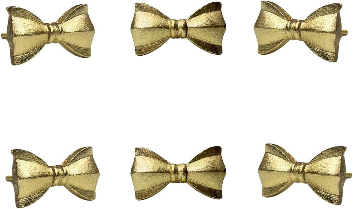Set Of Six Brass Bow Tie Bow Knobs